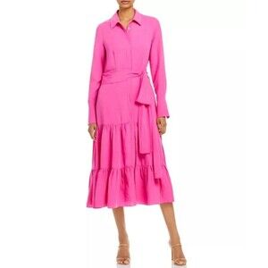 NWT Kobi Halperin SZ XL Pink Lady Lidia Long Sleeve Tiered Dress Women's